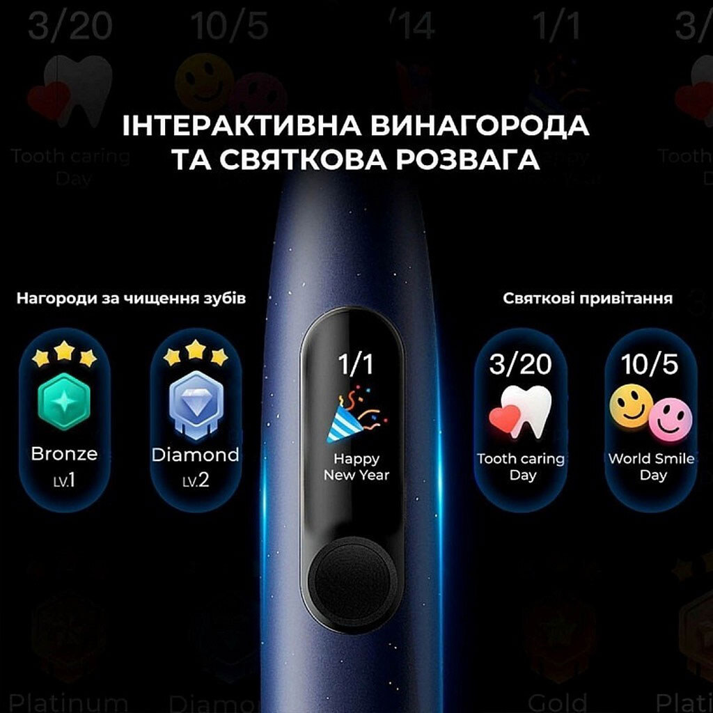 Электрическая зубная щетка Oclean X Plus Pro Digital, Синий - № 5 Электрическая зубная щетка Oclean X Plus Pro Digital, Синий - № 5