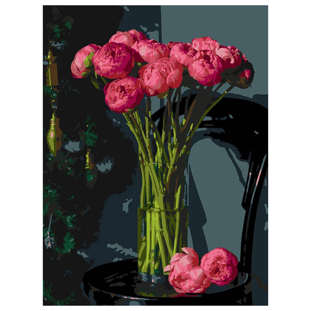 Картина по номерам на черном фоне "Букет из розовых цветов", 30х40 см, Strateg - № 1 Картина по номерам на черном фоне "Букет из розовых цветов", 30х40 см, Strateg - № 1