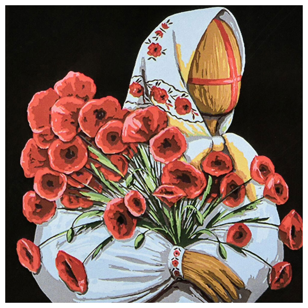 Картина по номерам на черном фоне "Маковия", 40х40 см, Strateg - № 1 Картина по номерам на черном фоне "Маковия", 40х40 см, Strateg - № 1