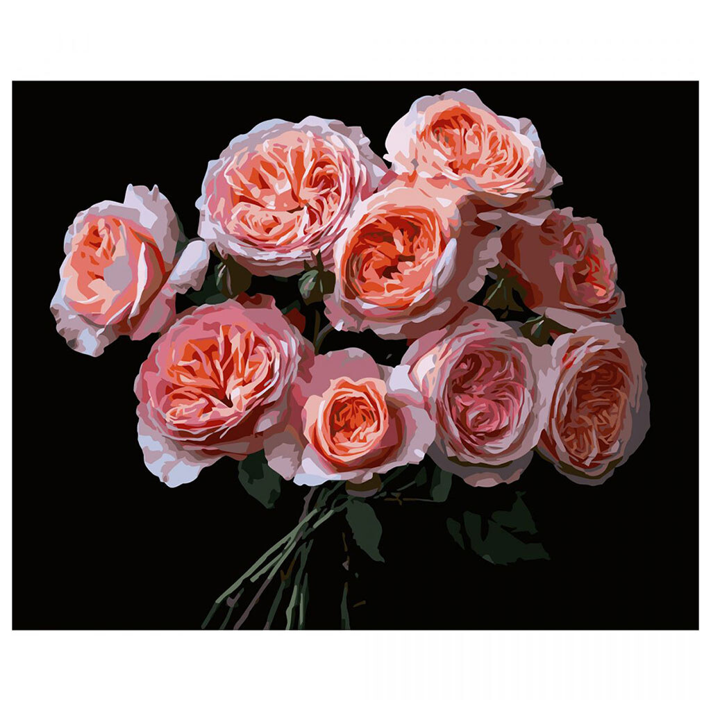 Картина по номерам на черном фоне "Розовые цветы", 40х50 см, Strateg - № 1 Картина по номерам на черном фоне "Розовые цветы", 40х50 см, Strateg - № 1