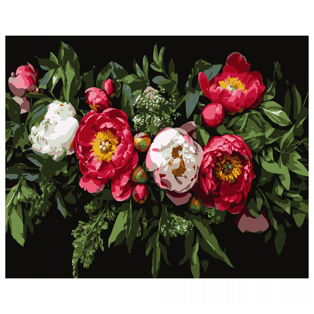 Картина по номерам на черном фоне "Цветочная композиция", 40х50 см, Strateg - № 1 Картина по номерам на черном фоне "Цветочная композиция", 40х50 см, Strateg - № 1