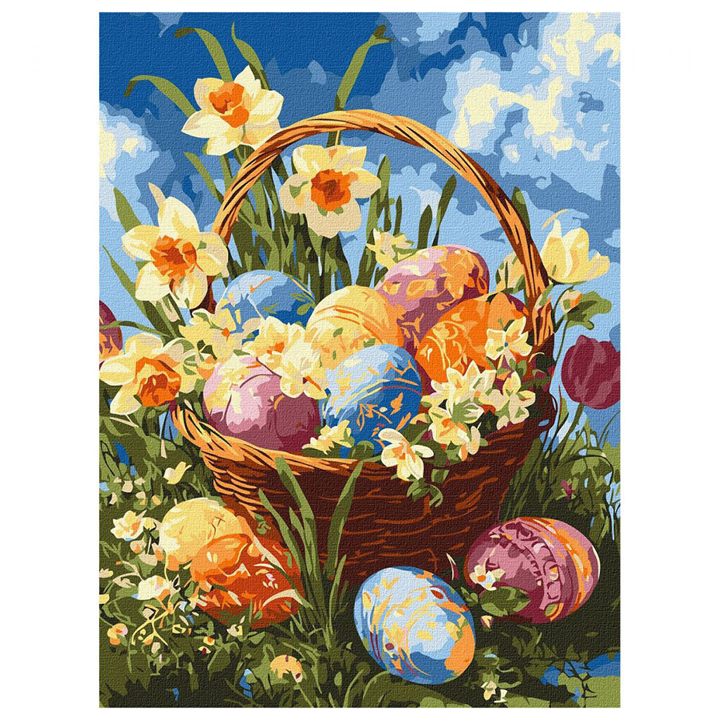 Набор для росписи по номерам "Корзина с писанками и нарциссами", 30х40см, Mic - № 1 Набор для росписи по номерам "Корзина с писанками и нарциссами", 30х40см, Mic - № 1