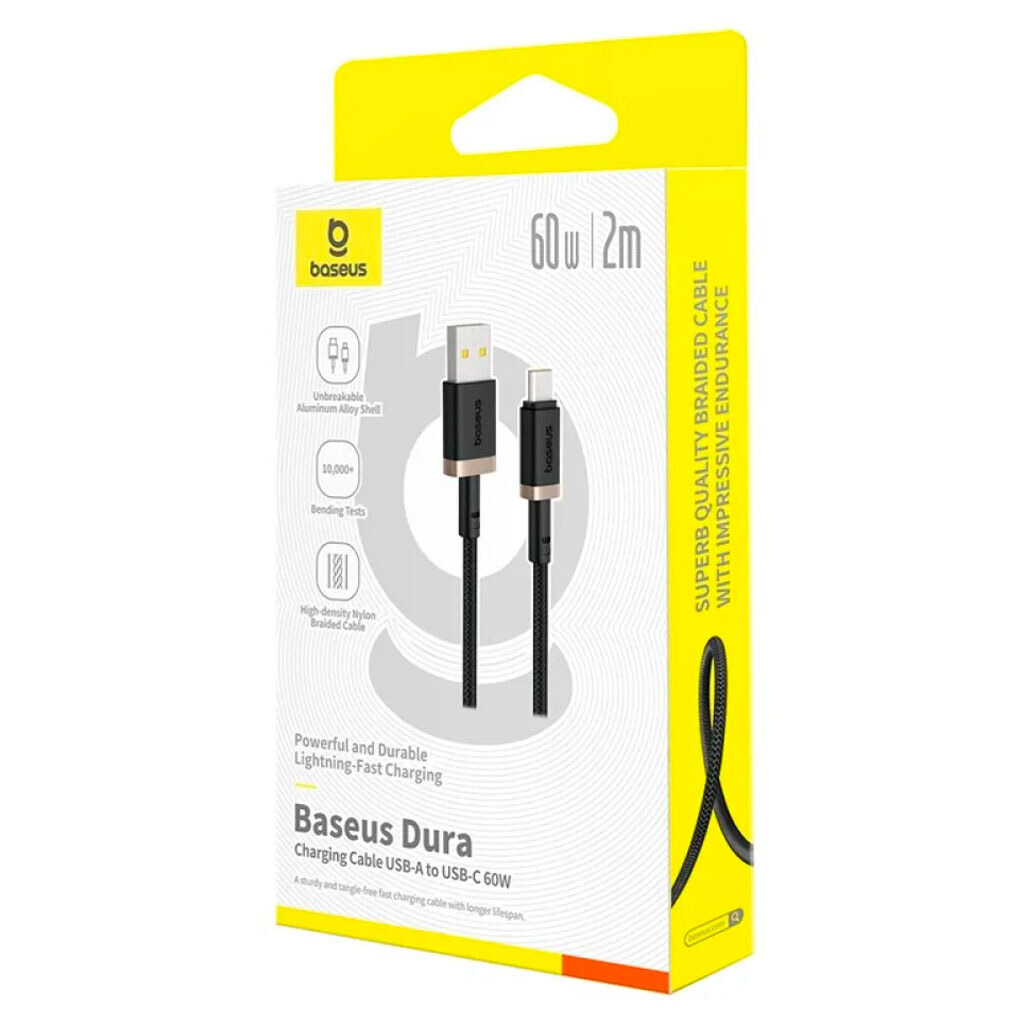 USB кабель Baseus P10377802U01-02 Dura, Type-C, 2.0 м., Чорний - № 2 USB кабель Baseus P10377802U01-02 Dura, Type-C, 2.0 м., Чорний - № 2