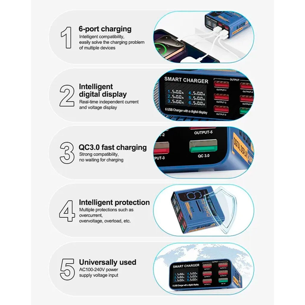 Зарядное устройство Sunshine SS-304Q, Серый - № 7 Зарядное устройство Sunshine SS-304Q, Серый - № 7