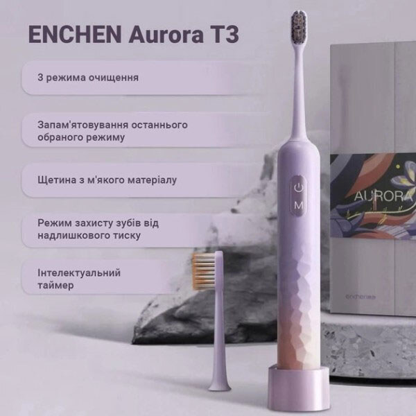 Зубная электрощетка Enchen Aurora T3, Розовый - № 5 Зубная электрощетка Enchen Aurora T3, Розовый - № 5
