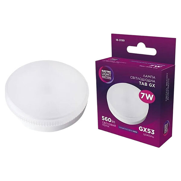 Лампа світлодіодна кругла ELM 7W GX53 4000K, Білий - № 2 Лампа світлодіодна кругла ELM 7W GX53 4000K, Білий - № 2