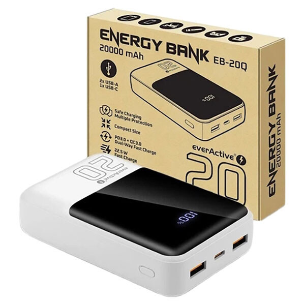 Портативная батарея (Power Bank) everActive EB-20Q, 20000 mAh, Белый - № 4 Портативная батарея (Power Bank) everActive EB-20Q, 20000 mAh, Белый - № 4