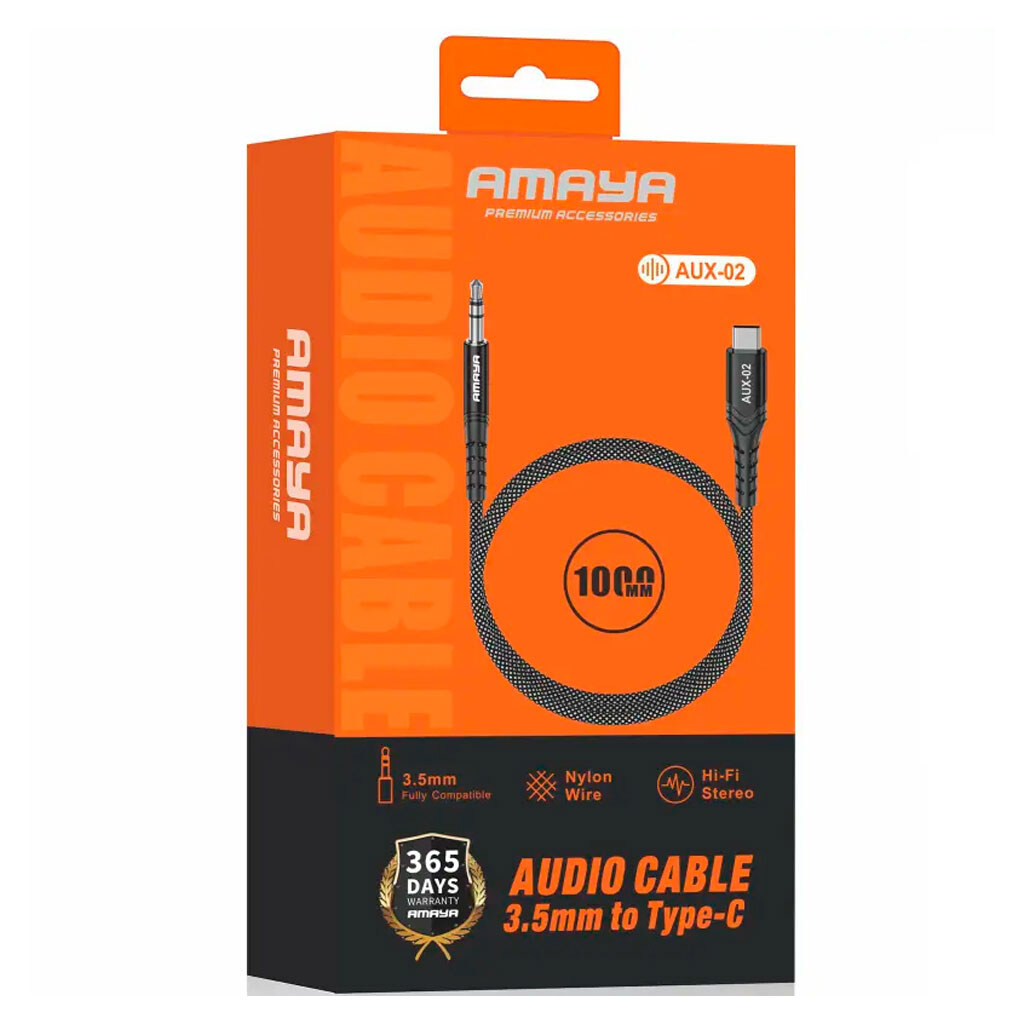 AUX кабель Amaya AUX-02, Type-C, 1.0 м., 3.5 мм., Чорний - № 2 AUX кабель Amaya AUX-02, Type-C, 1.0 м., 3.5 мм., Чорний - № 2