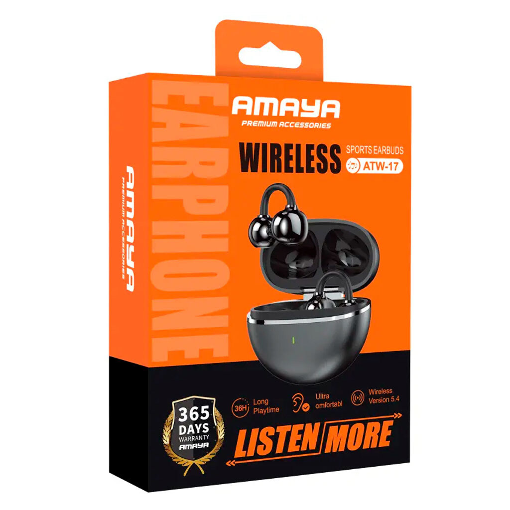 Bluetooth-гарнітура Amaya ATW-17, Стерео, Чорний - № 2 Bluetooth-гарнітура Amaya ATW-17, Стерео, Чорний - № 2