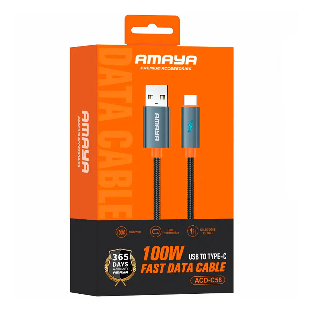 USB кабель Amaya C58, Type-C, 1.0 м., Серый - № 2 USB кабель Amaya C58, Type-C, 1.0 м., Серый - № 2