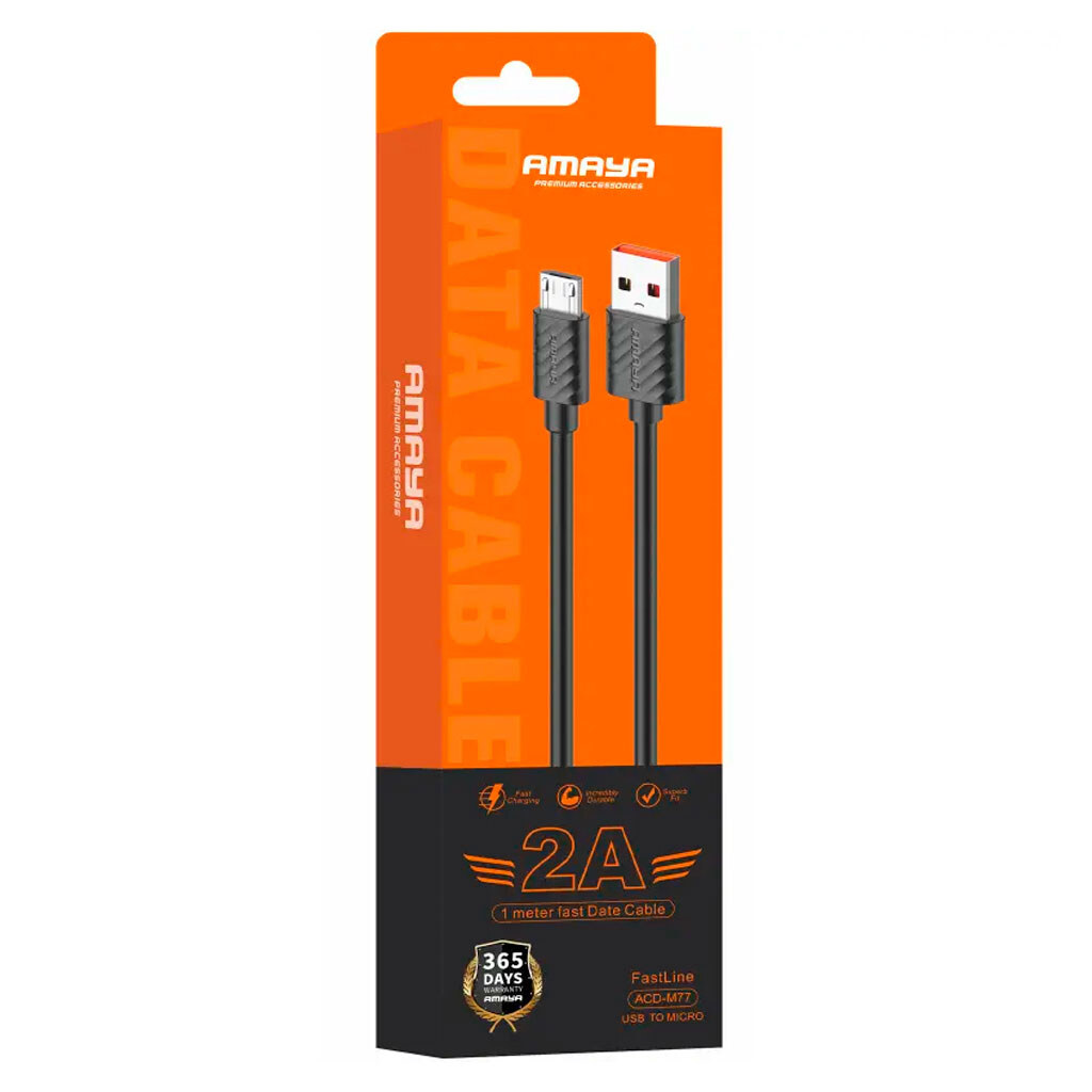 USB кабель Amaya M77, MicroUSB, 1.0 м., Чорний - № 2 USB кабель Amaya M77, MicroUSB, 1.0 м., Чорний - № 2