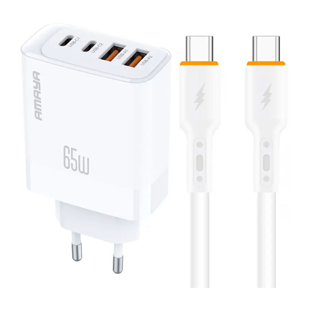 СЗУ Amaya E101F, С кабелем, Type-C, Белый - № 1 СЗУ Amaya E101F, С кабелем, Type-C, Белый - № 1