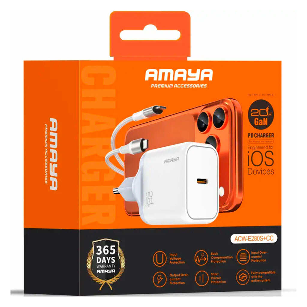 СЗУ Amaya E280S, З кабелем, Type-C, Білий - № 2 СЗУ Amaya E280S, З кабелем, Type-C, Білий - № 2