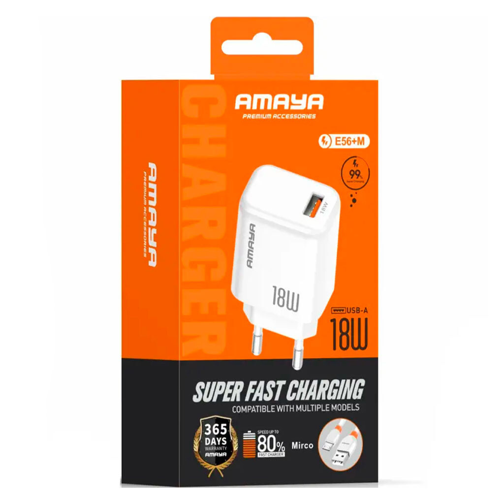 СЗУ Amaya E56, З кабелем, MicroUSB, Білий - № 2 СЗУ Amaya E56, З кабелем, MicroUSB, Білий - № 2