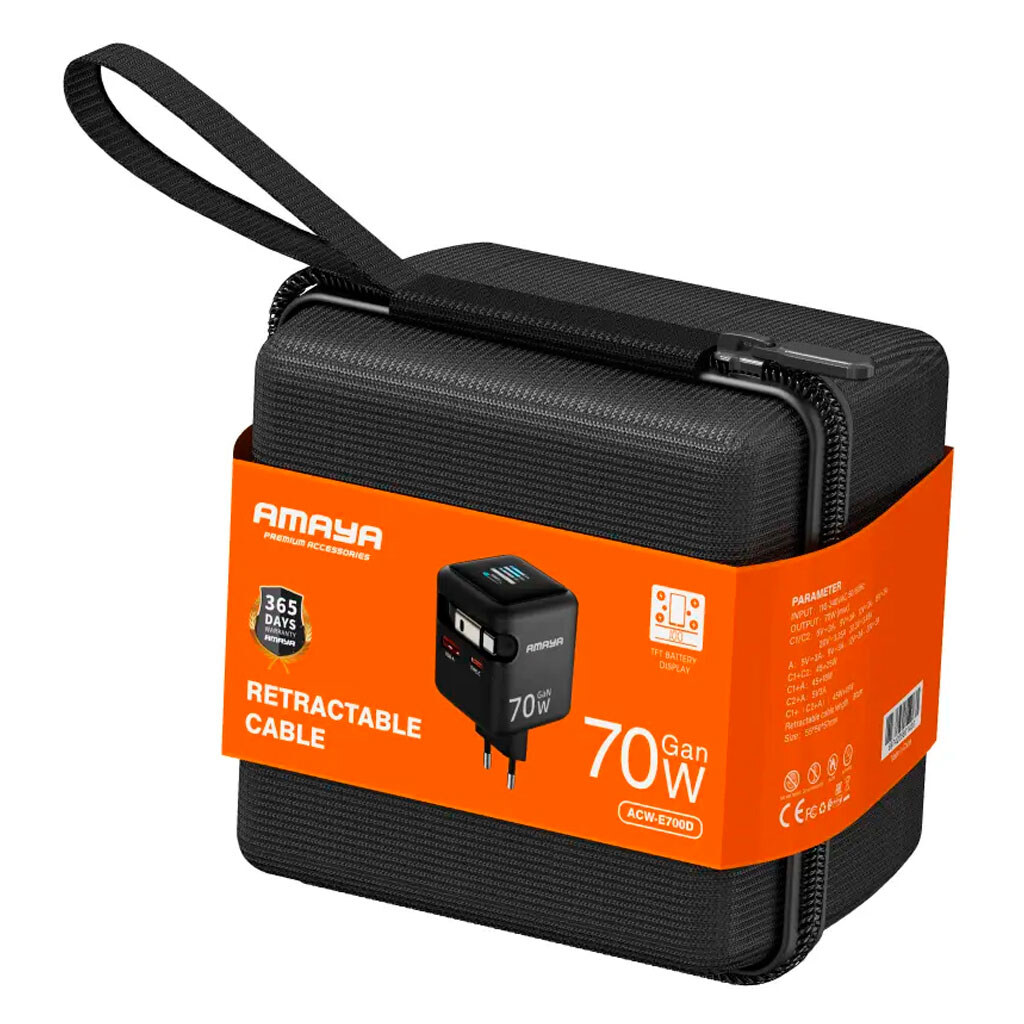 СЗУ Amaya E700D, С кабелем, Type-C, Черный - № 2 СЗУ Amaya E700D, С кабелем, Type-C, Черный - № 2