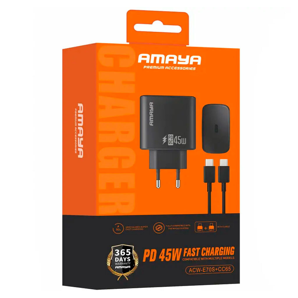 СЗУ Amaya E70S, З кабелем, Type-C, Чорний - № 3 СЗУ Amaya E70S, З кабелем, Type-C, Чорний - № 3