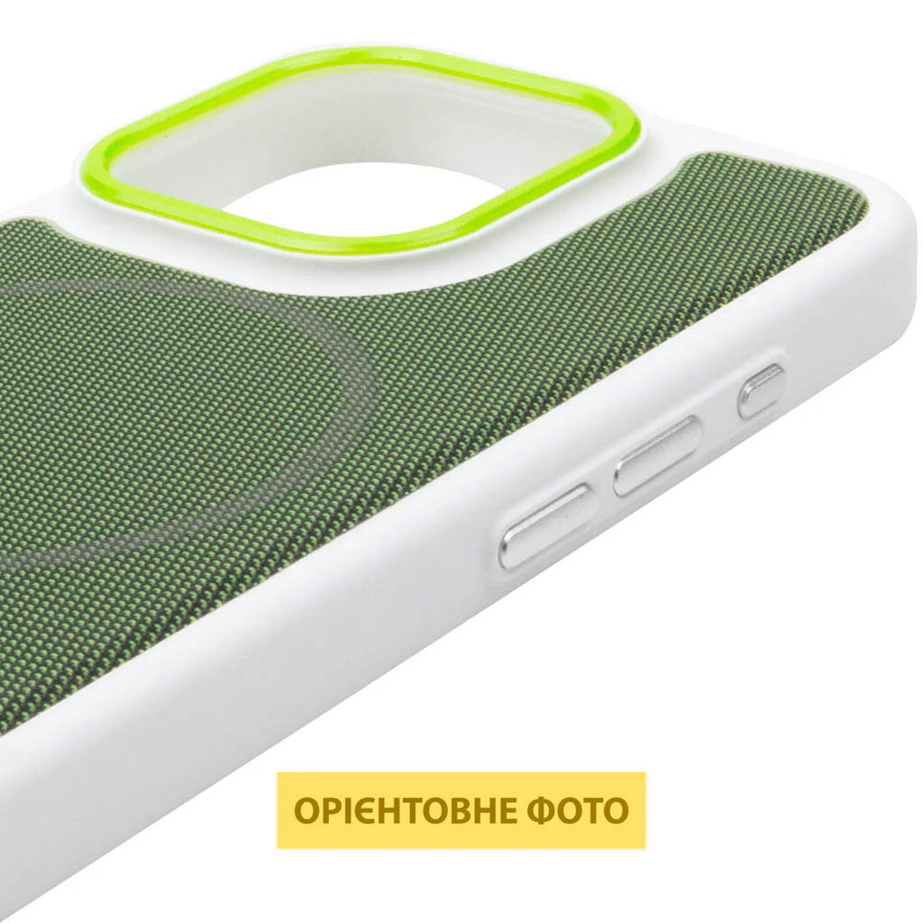Чохол (накладка) Apple iPhone 15 Pro Max, TechWoven Hybrid, MagSafe, White-Green, Білий - № 5 Чохол (накладка) Apple iPhone 15 Pro Max, TechWoven Hybrid, MagSafe, White-Green, Білий - № 5
