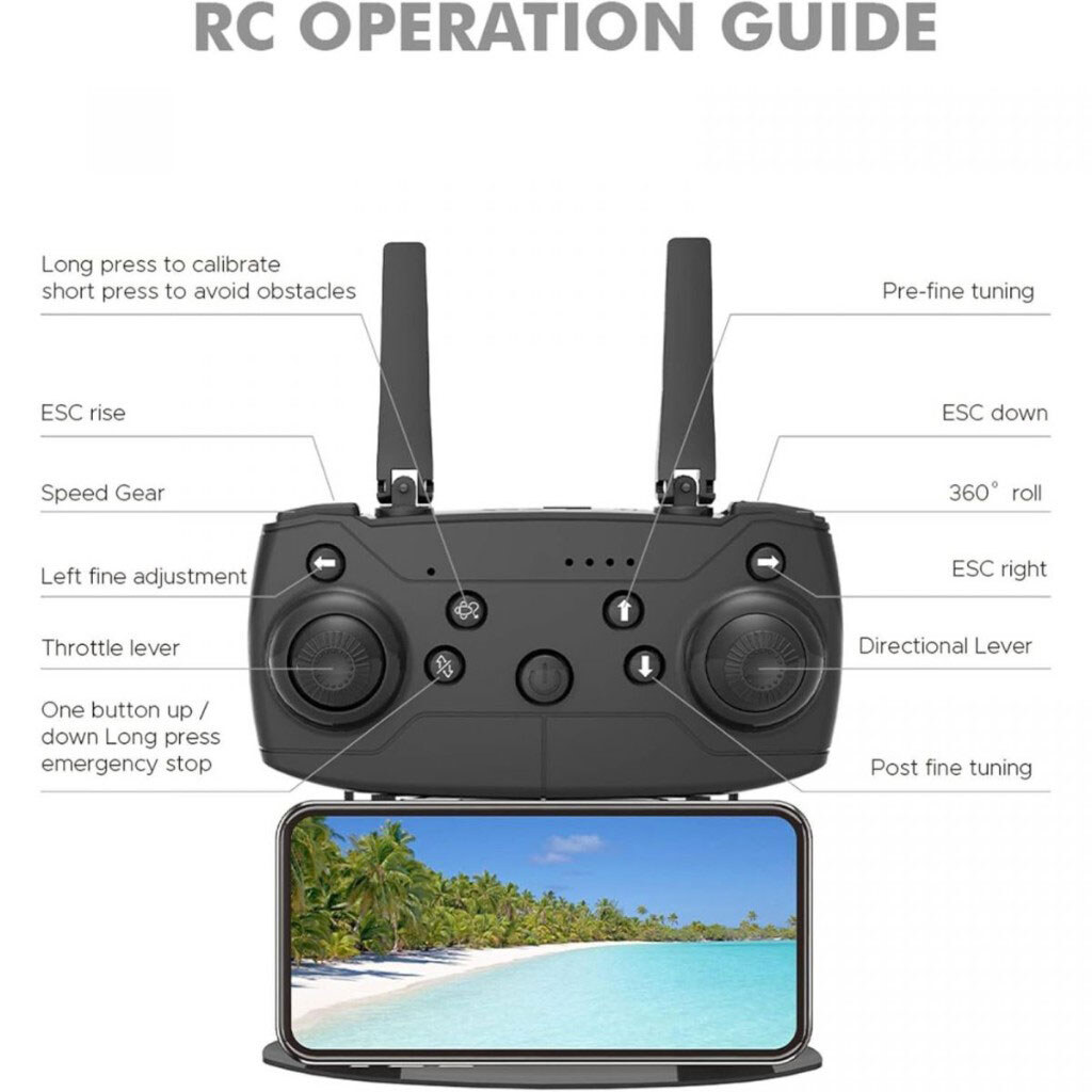Квадрокоптер на радиоуправлении: аккумулятор, USB-кабель, отвертка, пульт, подсветка, HD камера, сумка для хранения, приложение, в коробке, Mic - № 5 Квадрокоптер на радиоуправлении: аккумулятор, USB-кабель, отвертка, пульт, подсветка, HD камера, сумка для хранения, приложение, в коробке, Mic - № 5