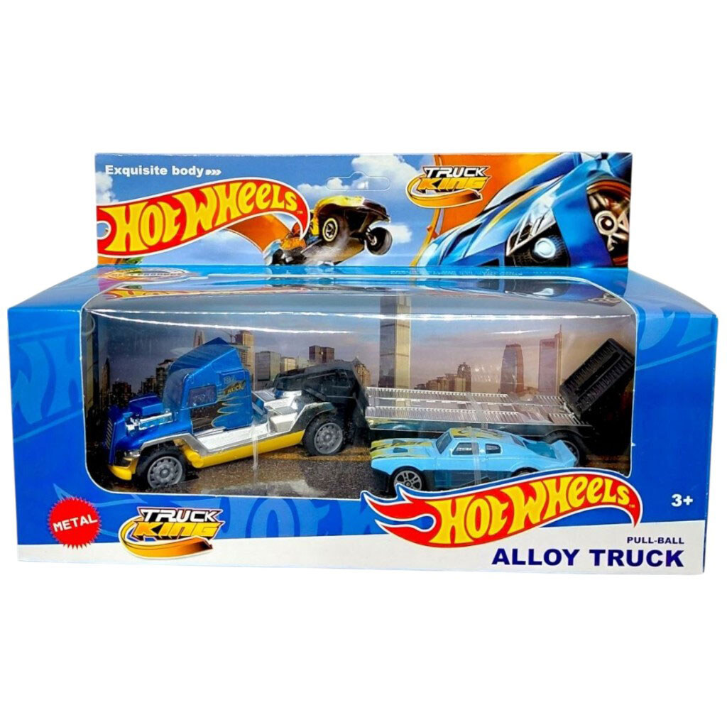 Металлический тягач с машинкой на прицепе, Mic - № 1 Металлический тягач с машинкой на прицепе, Mic - № 1