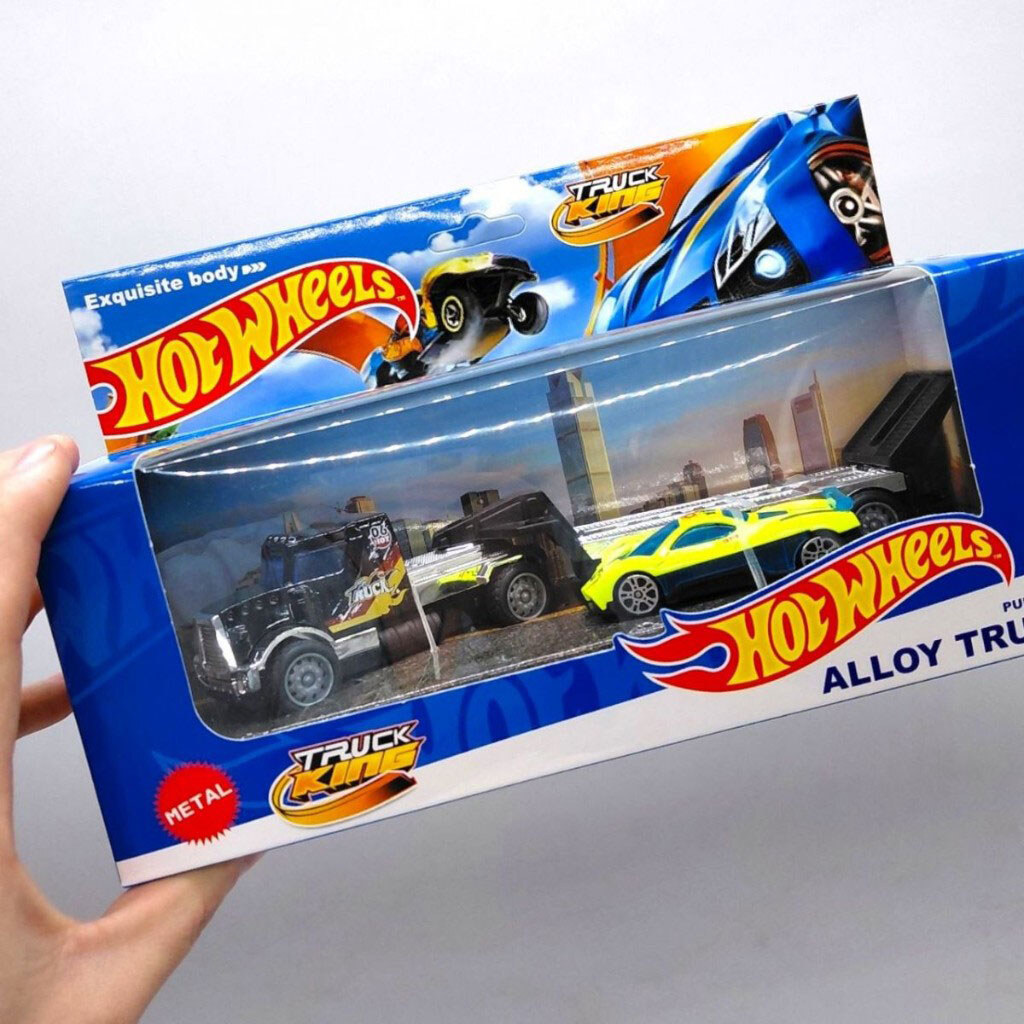 Металлический тягач с машинкой на прицепе, Mic - № 2 Металлический тягач с машинкой на прицепе, Mic - № 2