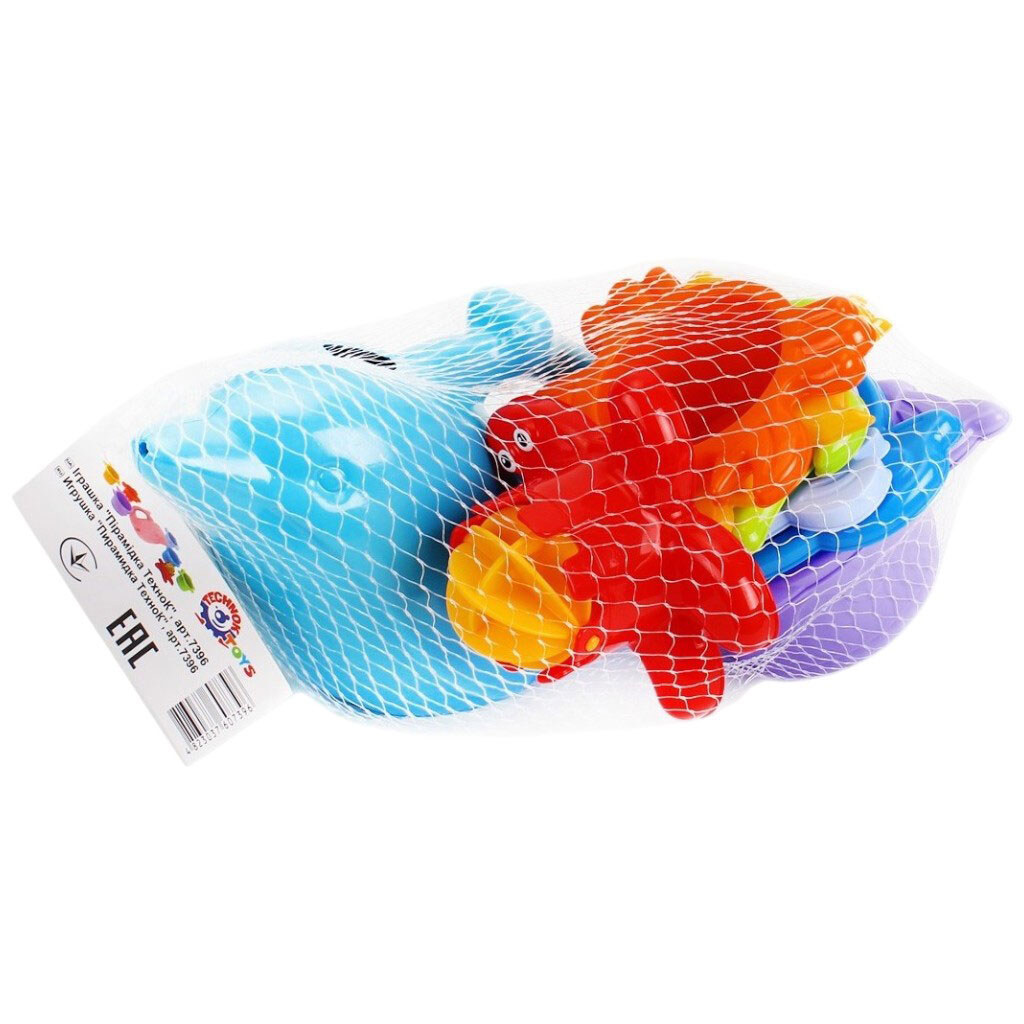 Набор игрушек для купания пластиковых "Пирамидка", Технок - № 4 Набор игрушек для купания пластиковых "Пирамидка", Технок - № 4