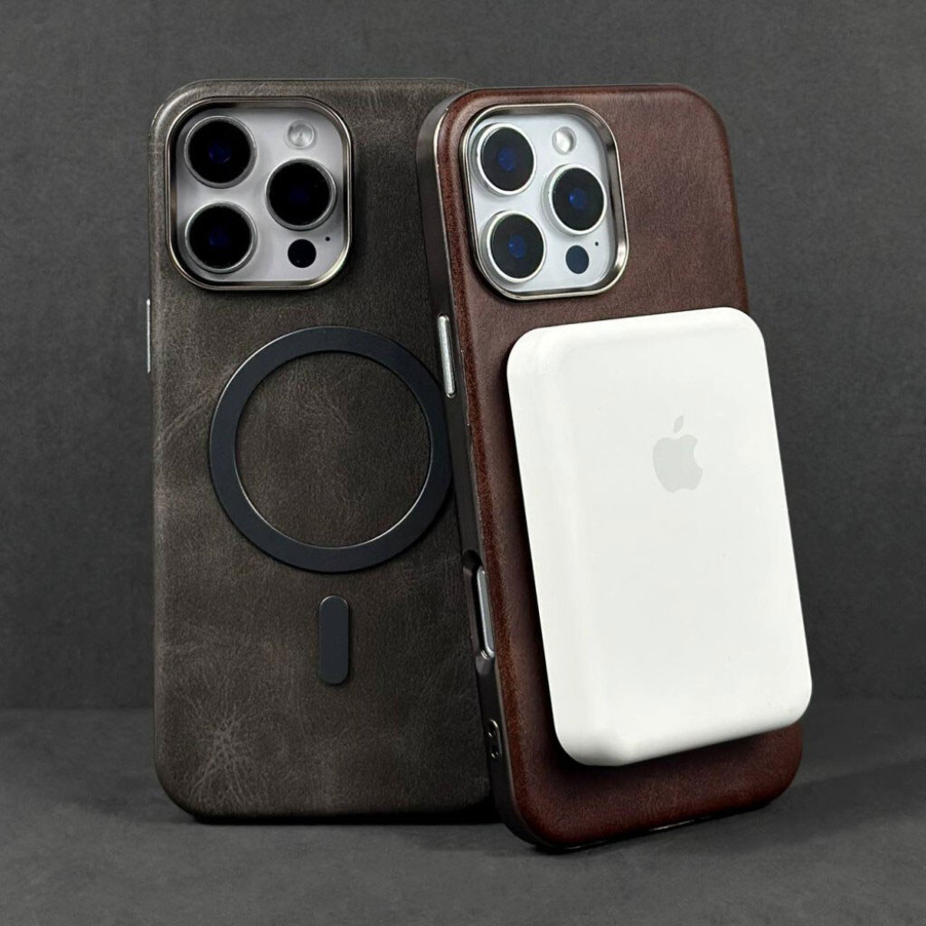 Чехол (накладка) Apple iPhone 16, Leather Magnetic Metal Frame, MagSafe, Коричневый - № 7 Чехол (накладка) Apple iPhone 16, Leather Magnetic Metal Frame, MagSafe, Коричневый - № 7