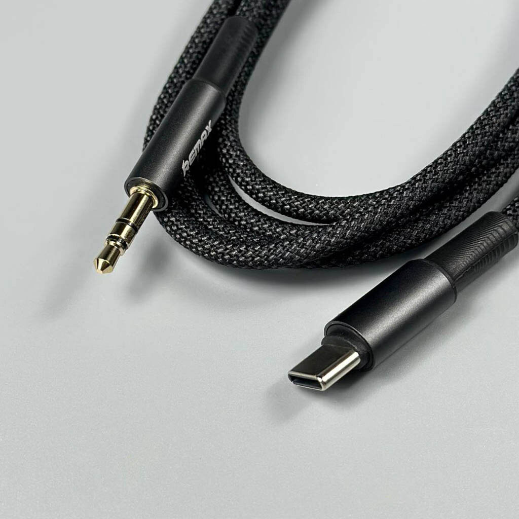 AUX кабель Remax CB08 Velocity, Type-C, 1.2 м., 3.5 мм., Черный - № 2 AUX кабель Remax CB08 Velocity, Type-C, 1.2 м., 3.5 мм., Черный - № 2