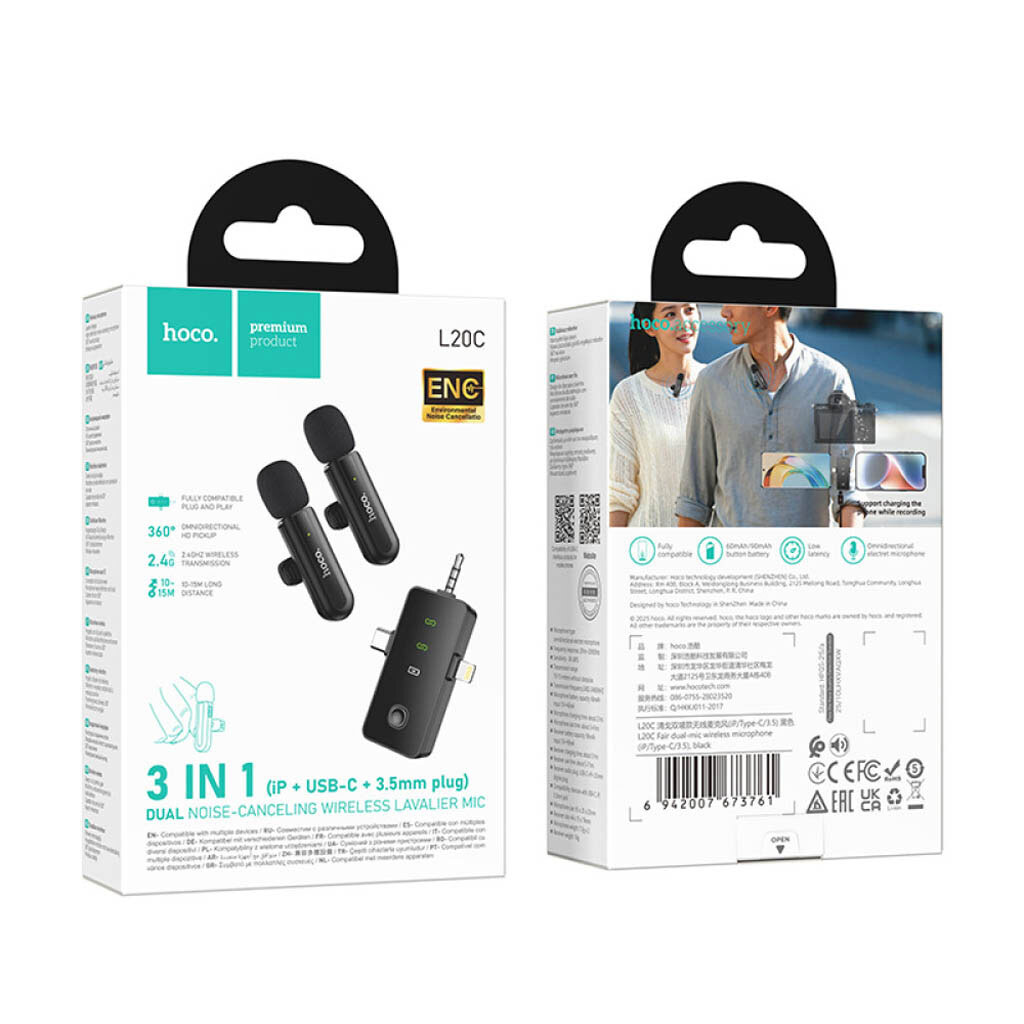 Микрофон петличный Hoco L20C Fair, Черный - № 9 Микрофон петличный Hoco L20C Fair, Черный - № 9