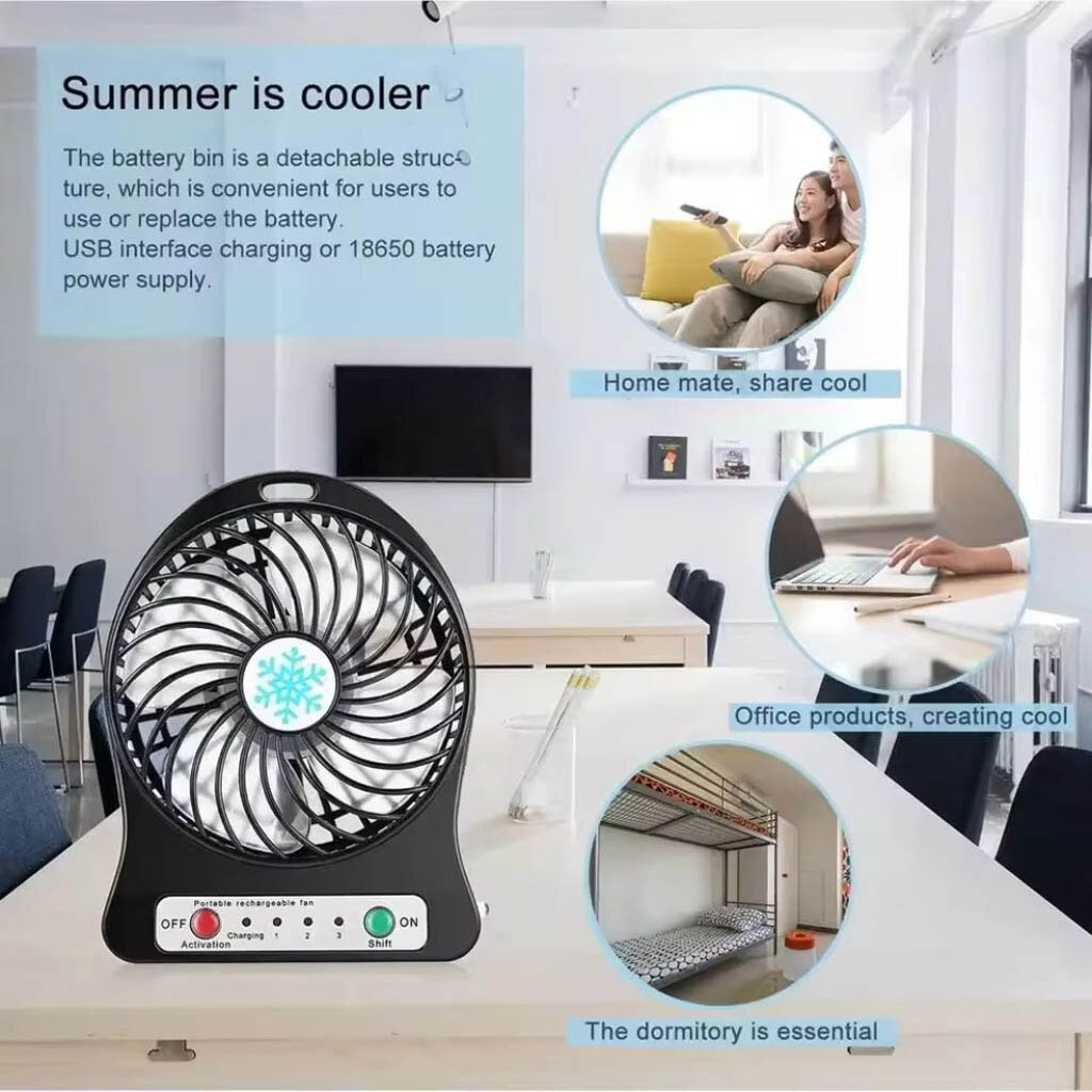 Вентилятор настольный Portable Fan Mini, Черный - № 6 Вентилятор настольный Portable Fan Mini, Черный - № 6