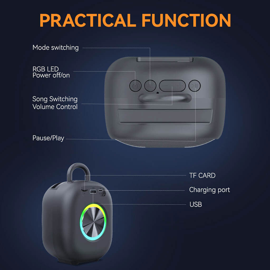 Портативна колонка Sing-e D21, Чорний - № 5 Портативна колонка Sing-e D21, Чорний - № 5