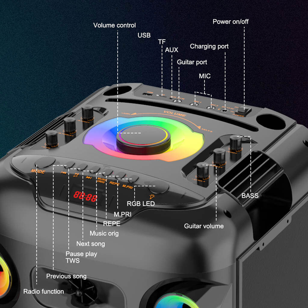 Портативная колонка Sing-e JQS9055, Черный - № 4 Портативная колонка Sing-e JQS9055, Черный - № 4