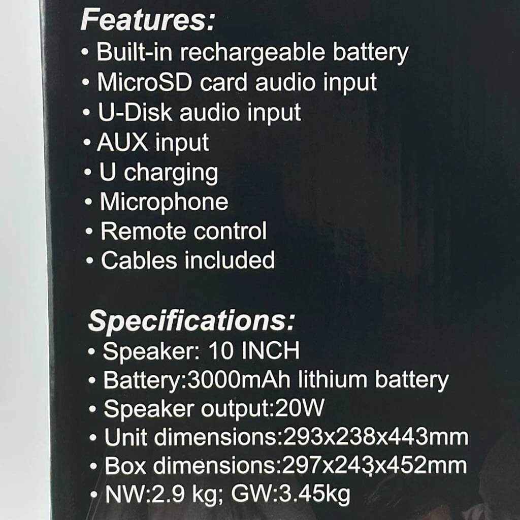 Портативна колонка Sing-e ZQS10101, Чорний - № 9 Портативна колонка Sing-e ZQS10101, Чорний - № 9