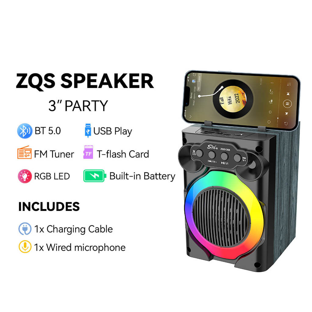 Портативная колонка Sing-e ZQS1368 Mini, Черный - № 3 Портативная колонка Sing-e ZQS1368 Mini, Черный - № 3