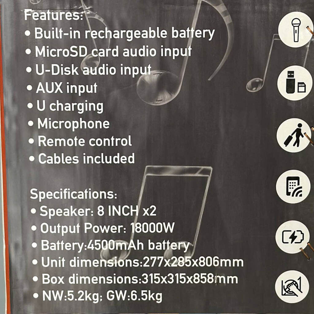Портативна колонка Sing-e ZQS8271, Чорний - № 4 Портативна колонка Sing-e ZQS8271, Чорний - № 4