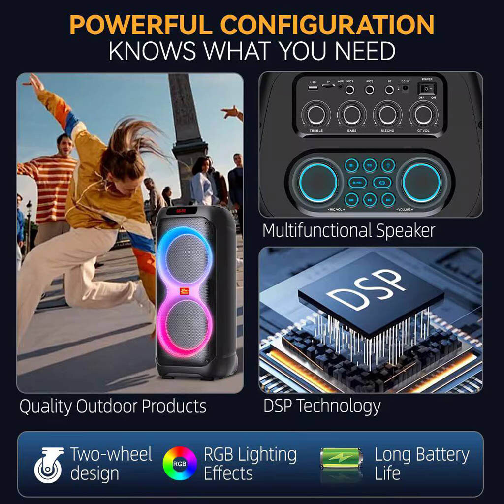 Портативна колонка Sing-e ZQS8280, Чорний - № 6 Портативна колонка Sing-e ZQS8280, Чорний - № 6