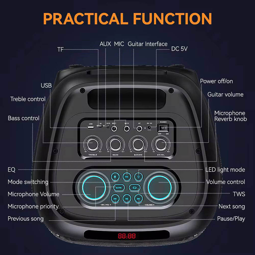Портативна колонка Sing-e ZQS8280, Чорний - № 8 Портативна колонка Sing-e ZQS8280, Чорний - № 8