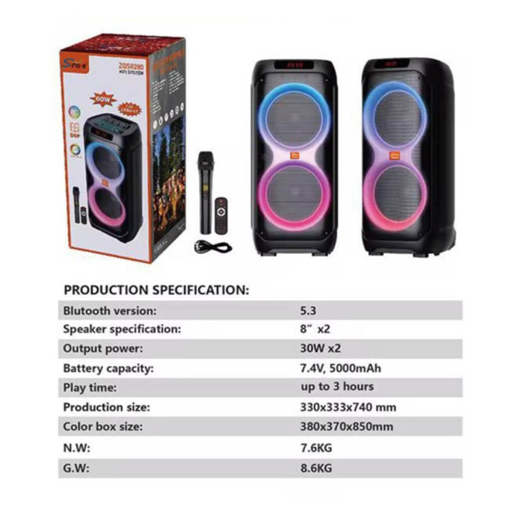 Портативна колонка Sing-e ZQS8280, Чорний - № 9 Портативна колонка Sing-e ZQS8280, Чорний - № 9