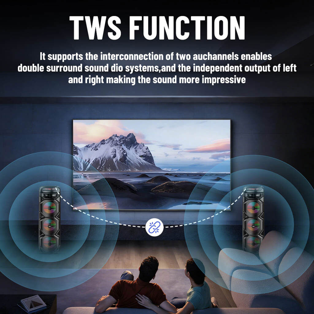 Портативна колонка Sing-e ZQS8301, Чорний - № 8 Портативна колонка Sing-e ZQS8301, Чорний - № 8