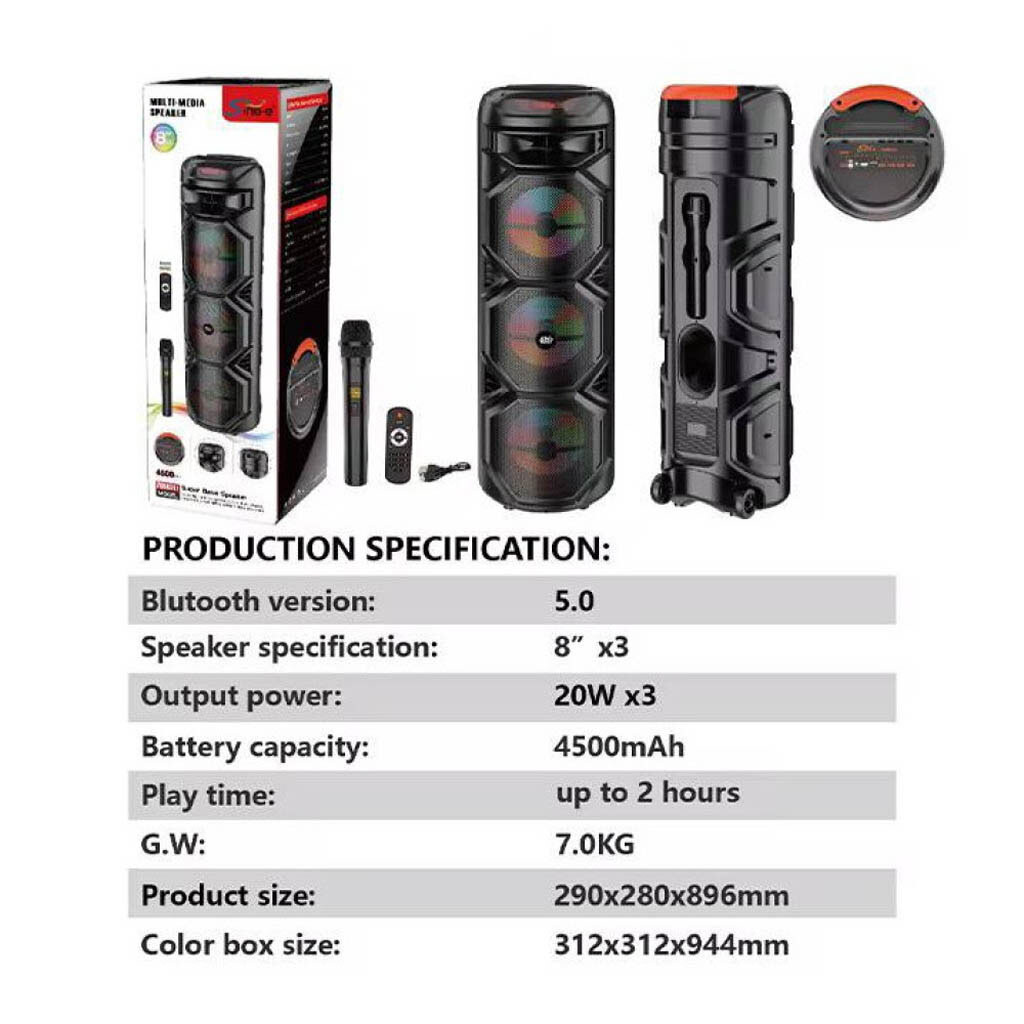 Портативна колонка Sing-e ZQS8301, Чорний - № 9 Портативна колонка Sing-e ZQS8301, Чорний - № 9