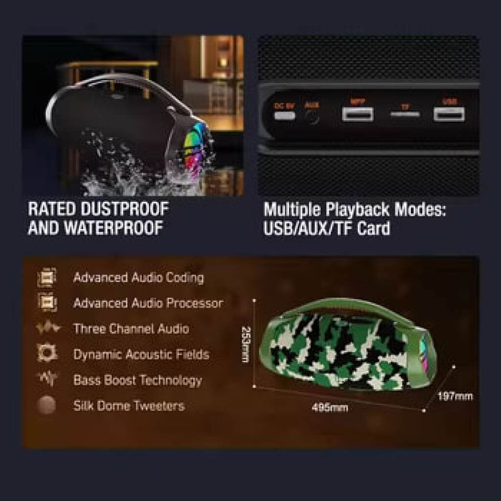 Портативная колонка Sing-e ZQS-X6, Черный - № 5 Портативная колонка Sing-e ZQS-X6, Черный - № 5