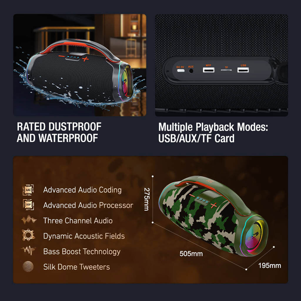 Портативная колонка Sing-e ZQS-X8, Зеленый - № 3 Портативная колонка Sing-e ZQS-X8, Зеленый - № 3
