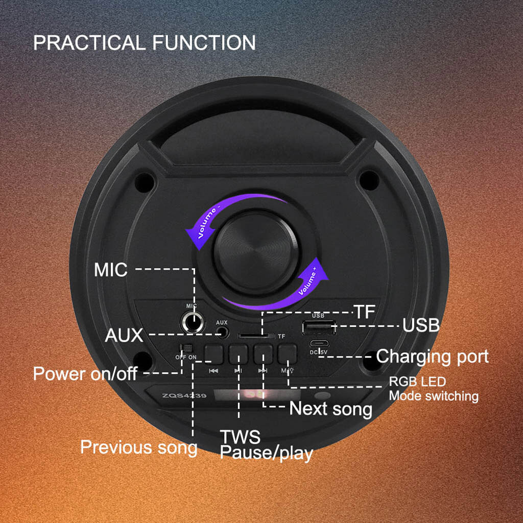 Портативная колонка Sing-e ZQS-4239, Черный - № 7 Портативная колонка Sing-e ZQS-4239, Черный - № 7