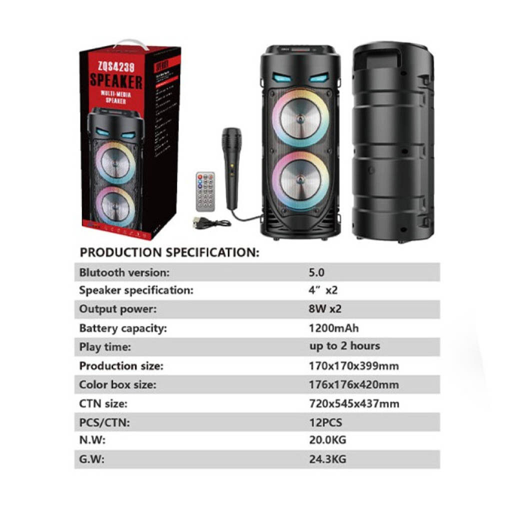 Портативная колонка Sing-e ZQS-4239, Черный - № 9 Портативная колонка Sing-e ZQS-4239, Черный - № 9