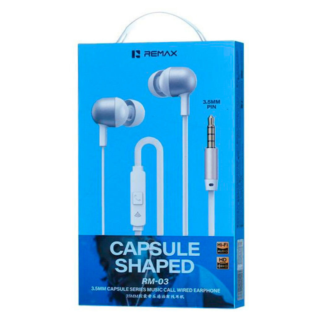 Наушники Remax RM-03 Capsule, С микрофоном, Белый - № 3 Наушники Remax RM-03 Capsule, С микрофоном, Белый - № 3