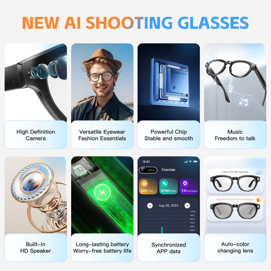 Смарт-очки Smart AI Glasses GS380, Черный - № 7 Смарт-очки Smart AI Glasses GS380, Черный - № 7