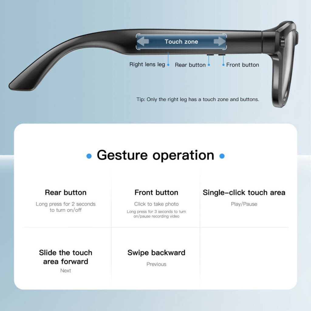 Смарт-очки Smart AI Glasses GS380, Черный - № 10 Смарт-очки Smart AI Glasses GS380, Черный - № 10