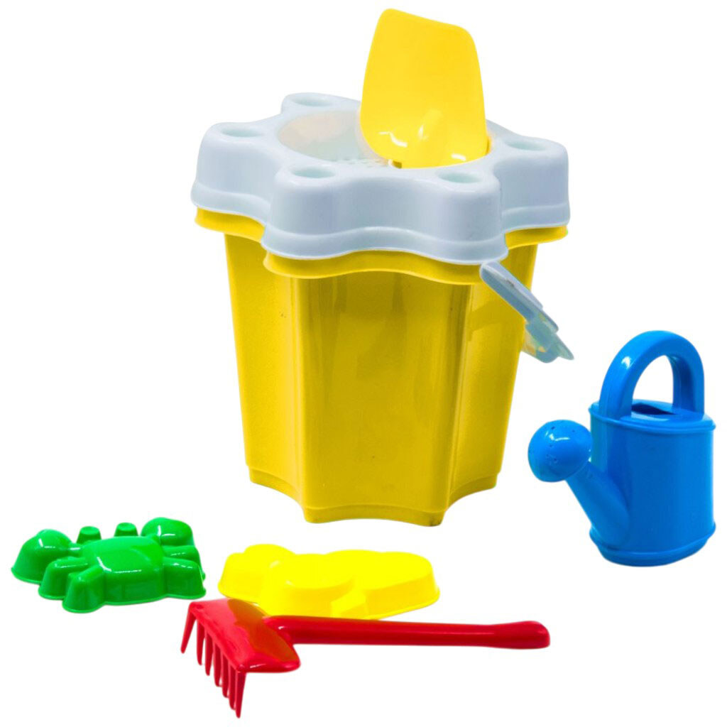 Ведро "Цветочек", с лейкой и песочным набором, Bamsic - № 1 Ведро "Цветочек", с лейкой и песочным набором, Bamsic - № 1