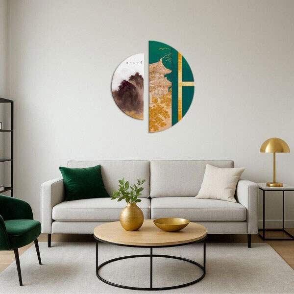 Картина по номерам с красками металлик "Восточная гармония", полукруги 50 см, 70 см, Origami - № 2 Картина по номерам с красками металлик "Восточная гармония", полукруги 50 см, 70 см, Origami - № 2