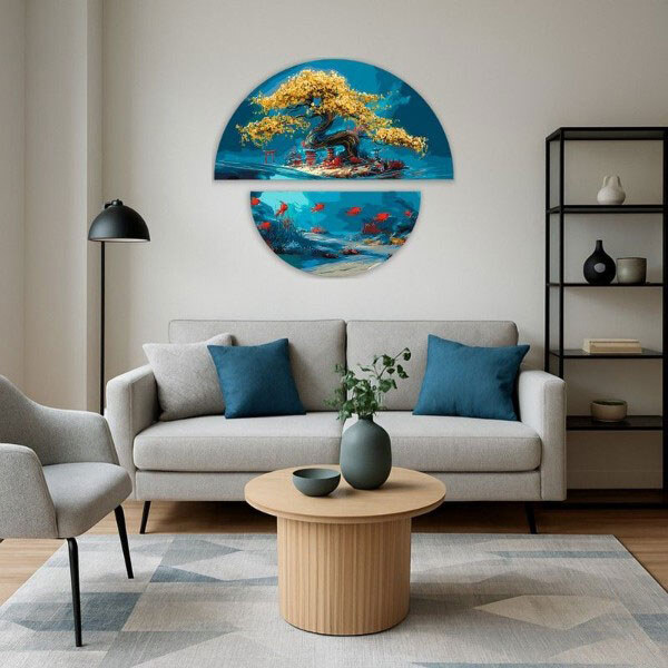 Картина по номерам с красками металлик "Магия природы: суша и море", полукруги 50 см, 70 см, Origami - № 2 Картина по номерам с красками металлик "Магия природы: суша и море", полукруги 50 см, 70 см, Origami - № 2