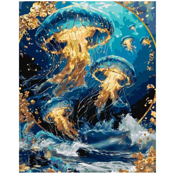 Картина по номерам с красками металлик "Свет медуз над волнами", 40х50 см, Origami - № 1 Картина по номерам с красками металлик "Свет медуз над волнами", 40х50 см, Origami - № 1